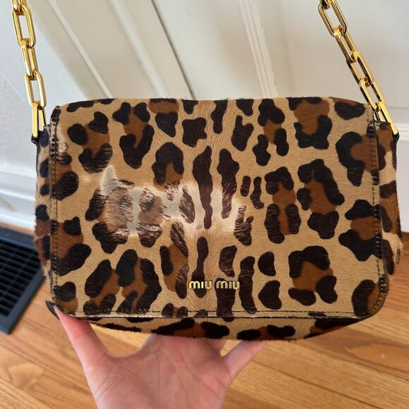 Miu Miu Bandoliera Leopard Print Calf Hair Shoulderbag - Picture 3 of 5